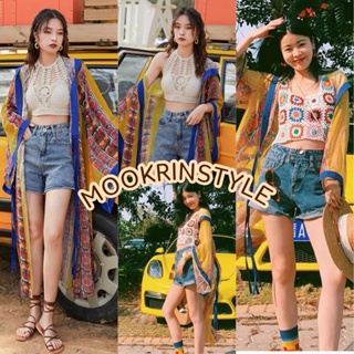 🌷Mookrinstyle🌷เสื้อคลุมยาว มีฮูด ใส่สบายเนื้อพริ้ว เสื้อคลุมโบฮีเมียน ใส่ได้ชายหญิง เสื้อคลุมชุดว่ายน้ำ พร้อมส่ง