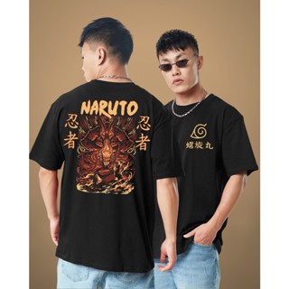 Unisex Black Naruto Kurama Graphic Printed Oversized Anime T-shirt เสื้อยืดเด็กผช เสื้อยืดชาย