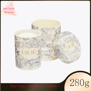 【ของแท้】Dior Gray / Raspberry Hydrangea Aromatherapy Candle เทียนหอมไฮเดรนเยีย 280g