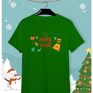 เสื้อยืดลายปีใหม่ Happy New Year &amp; Merry Christmas ลายน่ารักๆ ผ้า Cotton ใส่สบาย สีสันสดใส