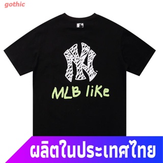 gothic เสื้อยืดผู้ชายและผู้หญิง New Mlb เสื้อยืดแขนสั้นเนื้อผ้าฝ้ายแฟชั่นพิมพ์ลายสําหรับผู้หญิงและผู้ชาย เสื้อยืดผู้ชาย