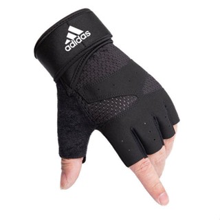 Adidas ถุงมือฟิตเนส ผู้หญิง ถุงมือกีฬาครึ่งนิ้ว ผู้ชาย ระบายอากาศ สายรัดข้อมือกันลื่น กีฬาดัมเบล ฤดูร้อน สไตล์บาง