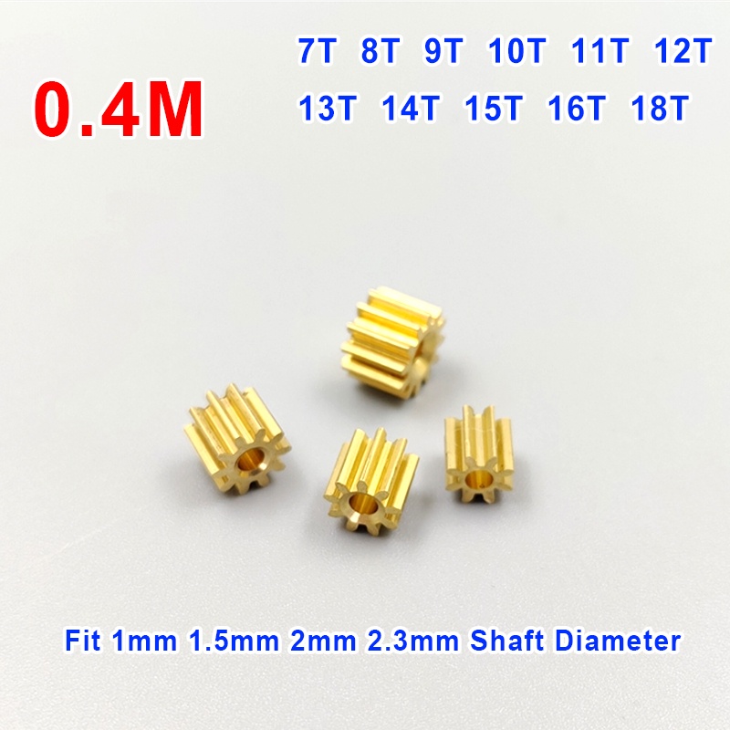 1pcs 7T 8T 9T 10T 11T 12T 13T 14T 16T 18T ฟัน 0.4M โลหะ Pinion เกียร ์ ทองเหลืองสําหรับ 1 มม.1.5 มม.2 มม.ขนาดเพลามอเตอร ์ Pinion