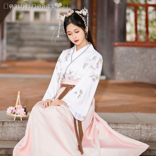 เตรียมการจัดส่ง℡✟✤Hanfu นักเรียนหญิงเครื่องแต่งกายโบราณทุกวันชั้นเรียนชุดใหม่ปรับปรุงข้ามเอวกระโปรงยาวสไตล์จีนชุด Sakura