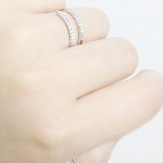 Enclair เครื่องประดับ TWO LINE STONE RING R3 จากเกาหลี