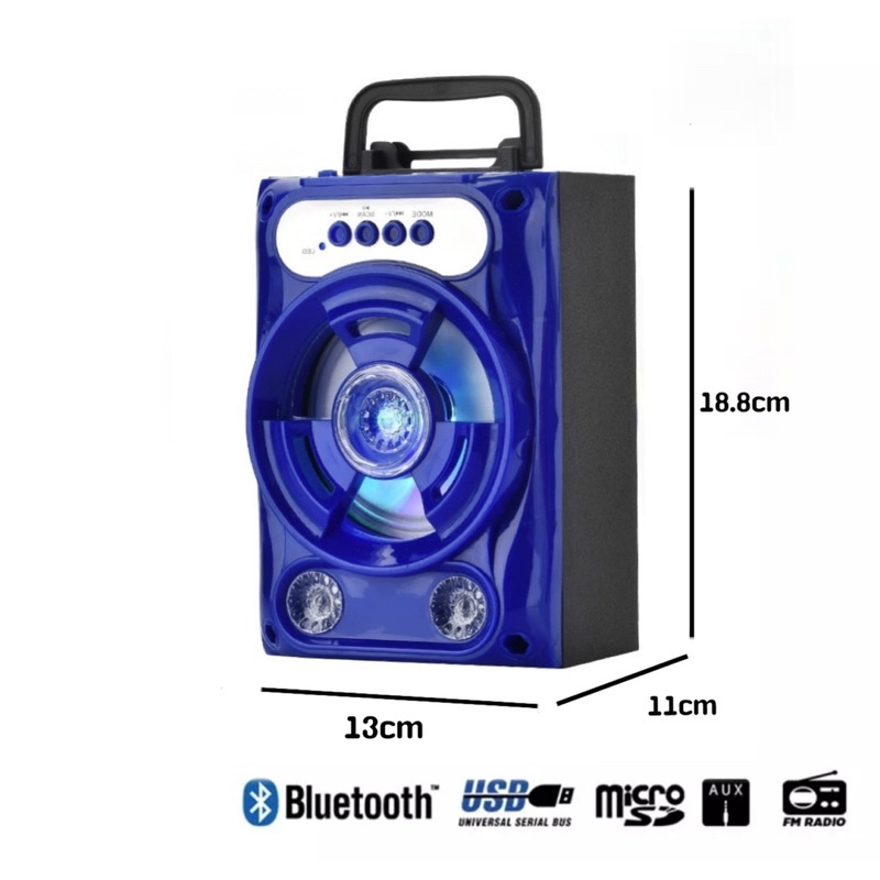 ลำโพงบลูทูธ BFUBF แบบพกพา ไร้สาย ซับวูฟเฟอร์  ไฟ LED  แบตเตอรี่ 1200 mA  มี 3 สี