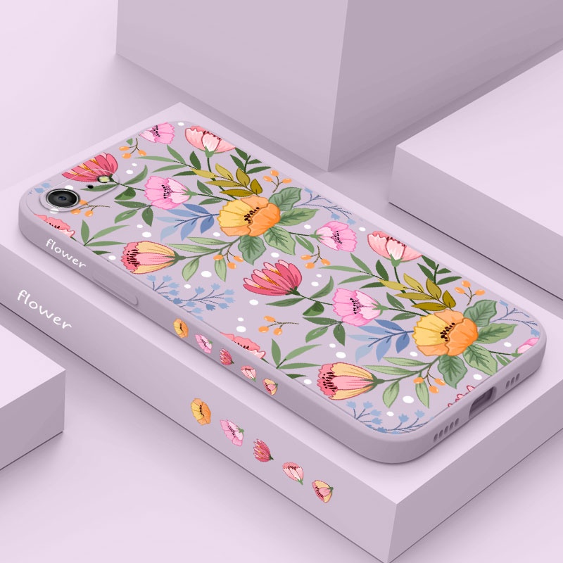 เคสโทรศัพท์มือถือ ซิลิโคน ลายดอกไม้ หัวใจ สําหรับ IPhone 8 7 6 6S Plus SE 2020