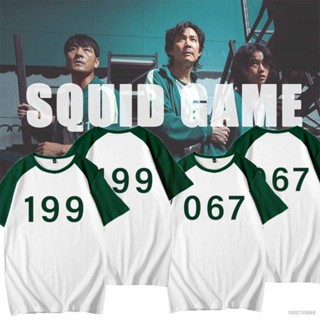 เสื้อยืดแขนสั้นลําลอง คอกลม ทรงหลวม ขนาดใหญ่ ลายคอสเพลย์ Squid Game สไตล์เกาหลี สําหรับผู้ชาย และผู้หญิง