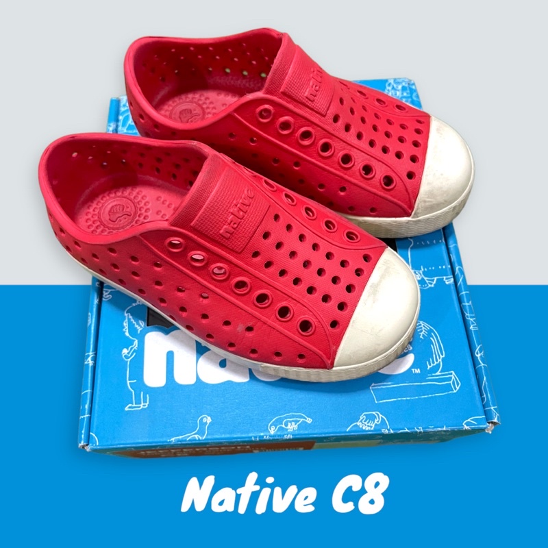 รองเท้าเด็ก Native แท้ มือสอง size C8สีแดง เท้า15cm