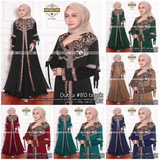 Gamis Dubai 813 ชุดเดรส ปักลาย สไตล์มุสลิม สําหรับผู้หญิง