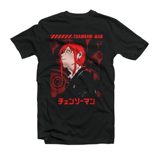 oversize T-shirt เสื้อยืด พิมพ์ลายอนิเมะ CHAINSAW MAN MAKIMA ควบคุมดวงตาปีศาจ สําหรับผู้ชาย S-5XL