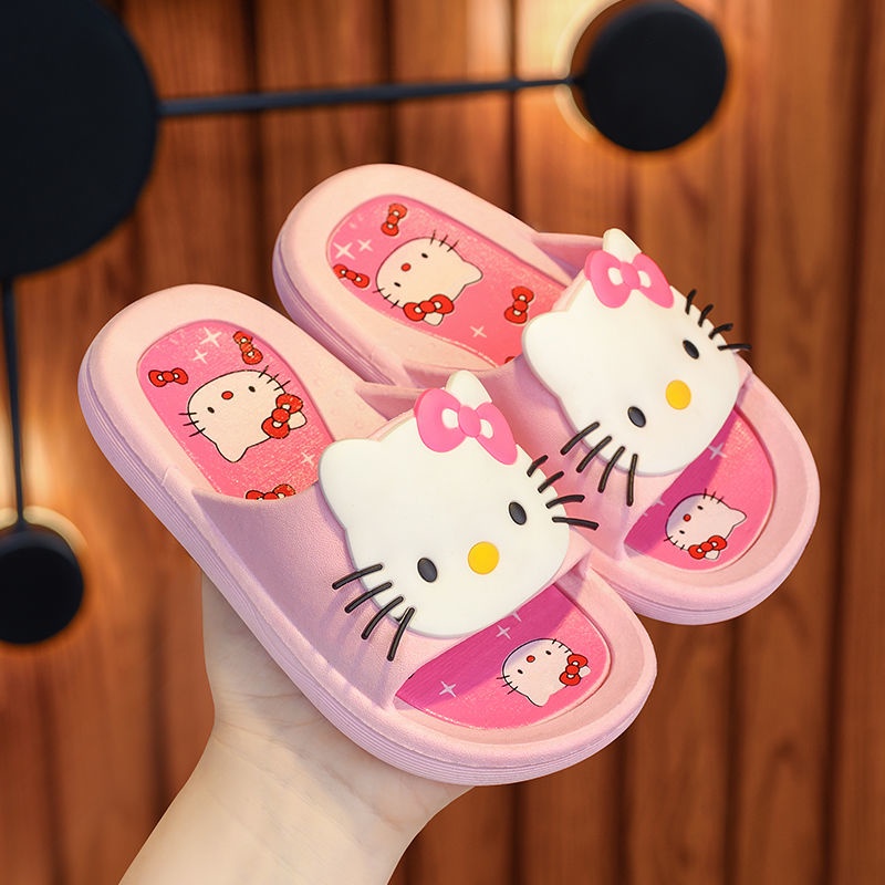 อัพเกรดป้องกันการลื่นไถล Lovey kitty รองเท้าแตะเด็กฤดูร้อนสาวบ้านในร่มรองเท้าสาวน้อยเจ้าหญิงรองเท้าแตะนุ่มพิเศษ