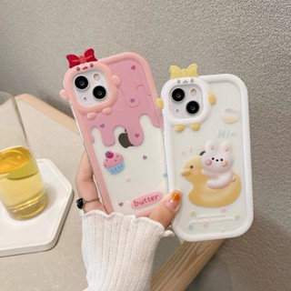 1032 พร้อมส่ง เคส สกีนลายโบว์เค้ก/ลายโบว์น้องเป็ด ชมพู