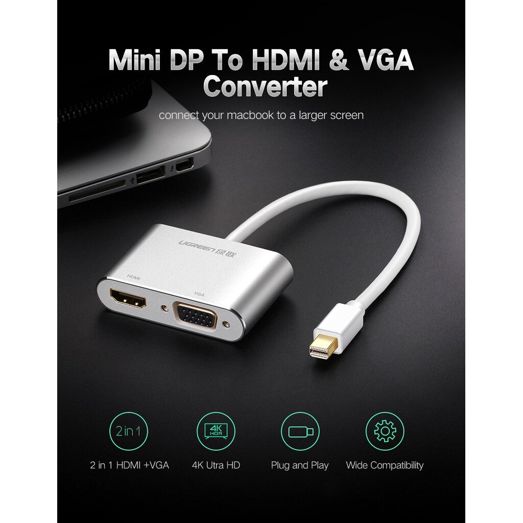 UGREEN (MD115) Converter Mini Display Port TO HDMI + VGA