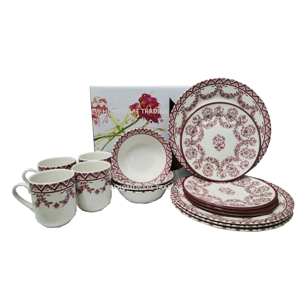 Claytan 1504PS Lagny Pink (U) 16 ชิ้น (4Pax) ชุด Pinggan Mangkuk | ชุดฮิโดกะ | ชุด Dinnerware