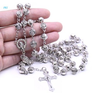 pri Pearl Rosary Beads Rosary Necklace Catholic Prayer Silver Beads High Quality