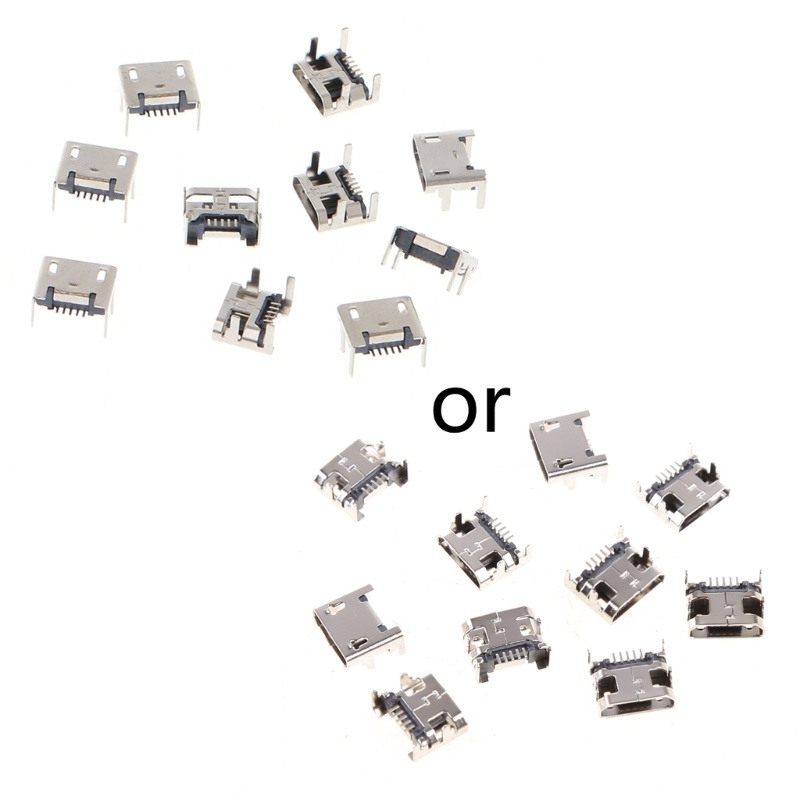 SUIT 10 ชิ้น Micro USB Type B 5 Pin Female Socket Connector 4 ขา 90 องศา