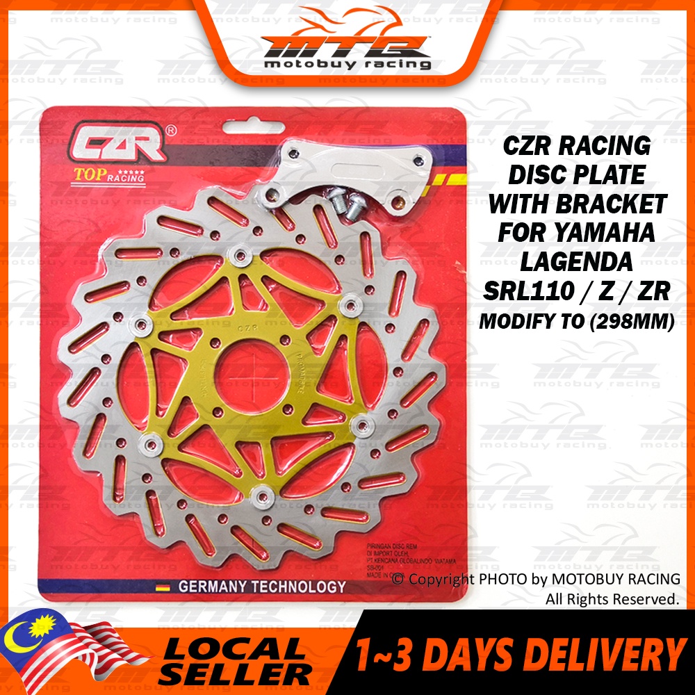 แผ่นเพลทรถแข่ง CZR พร้อมตัวยึดสําหรับ YAMAHA LAGENDA SRL110 / Z / ZR (MODIFY ถึง 298MM)