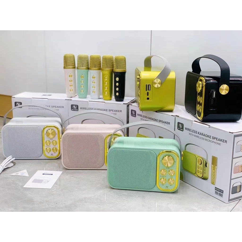 ลำโพงบลูทูธ YS-103 ลำโพงย้อนยุคมัลติฟังก์ชั่น Wirless Bluetooth Speaker ลำโพงไร้สายพกพา เสียงเบสหนักแถมฟรีไมล์ลอย