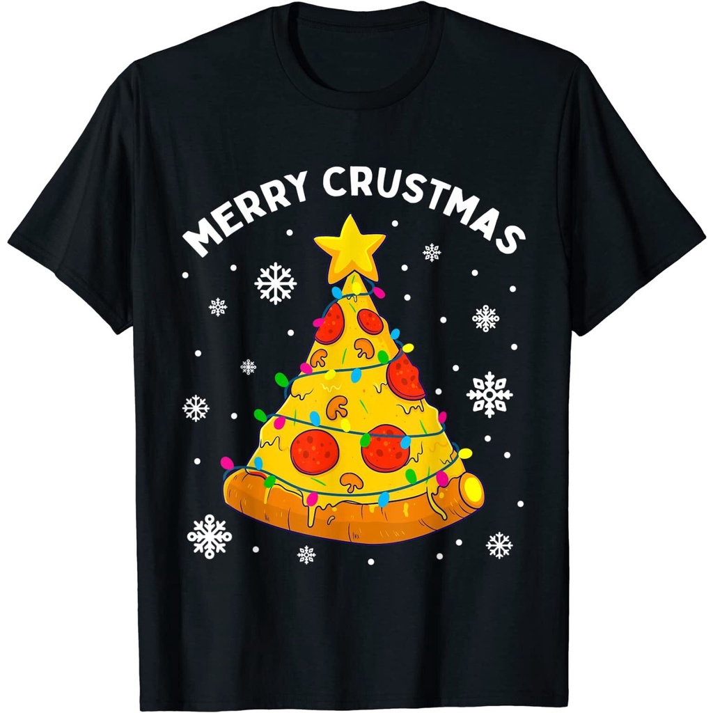 Merry Crustmas Pizza Christmas Tree Xmas Idea Tee เสื้อยืด