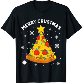 เสื้อยืด พิมพ์ลายต้นคริสต์มาส Merry Crustmas Pizza Christmas Tree