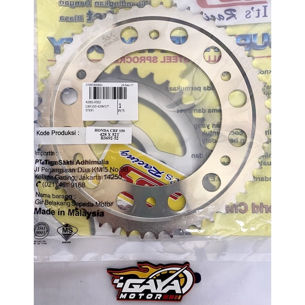 สเตอร์หลัง 428 SSS Honda CRF 150