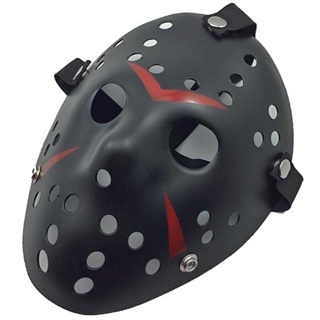 หน้ากาก Mask Friday The 13th วันศุกร์ที่ 13 Jason Voorhees เจสัน วอร์ฮีส์ สีดำด้านลายแดง สุดโหด สยองขวัญ Horror