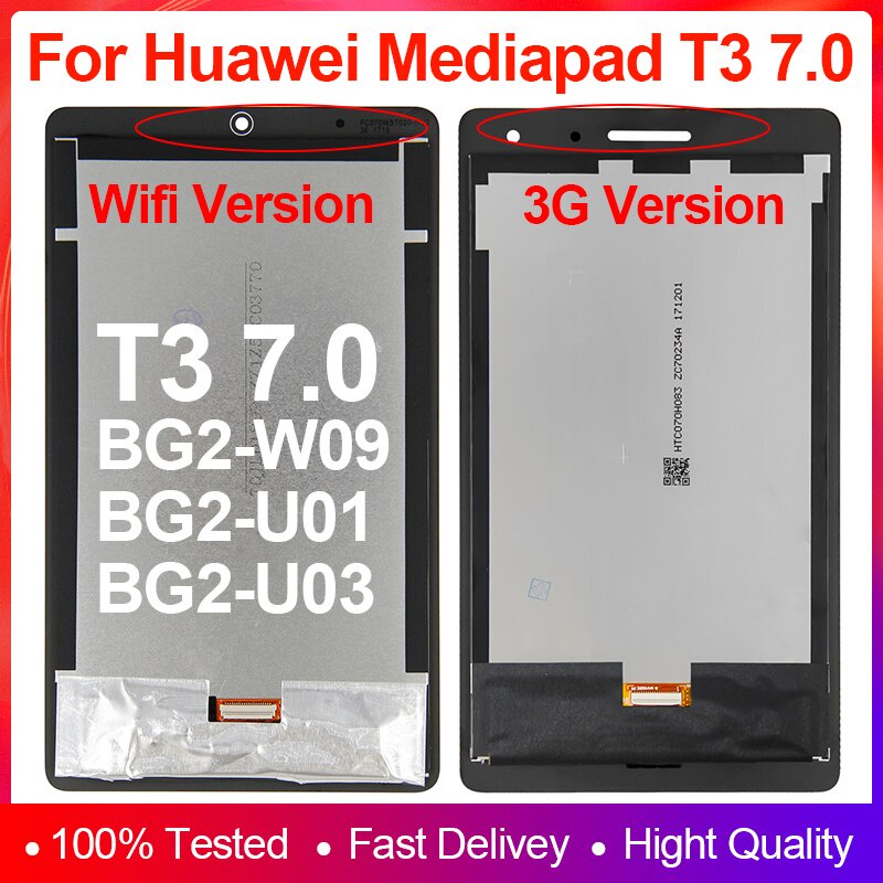 7 นิ้วแท็บเล็ตสําหรับ Huawei Mediapad T3 7.0 3g หรือ wifi BG2-W09 BG2-U01 BG2-U03 จอแสดงผล LCD touch