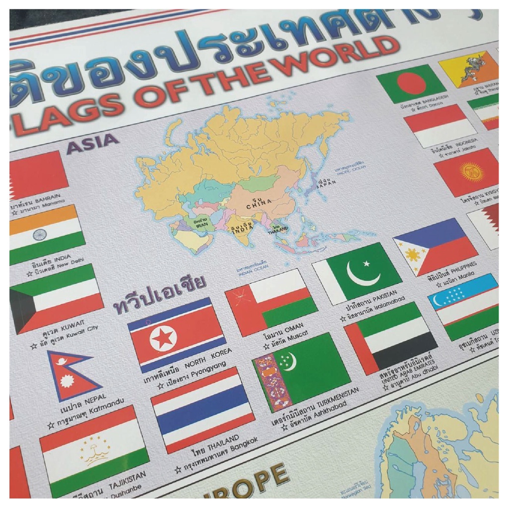 (ถูกกว่าซื้อแยก10%)โปสเตอร์ความรู้ แผนที่โลก และ ธงนานาชาติ เซทสุดคุ้ม - รูปที่ 4