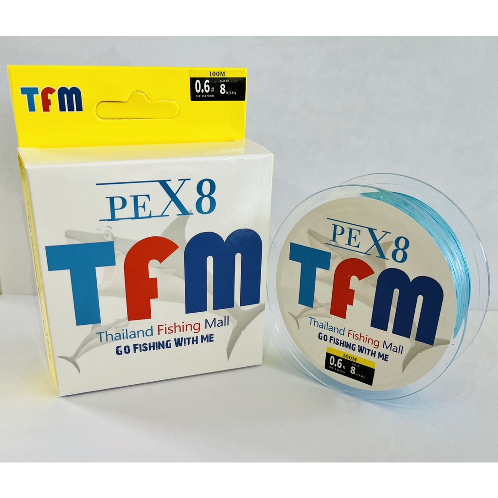 1-2 วัน (ส่งไวมากแม่) TFM X8 100M สายPE ถัก 8 -สีฟ้า -สีเขียว -สีเทา เหนียว ทน ยาว 100 เมตร【Super Thailand】