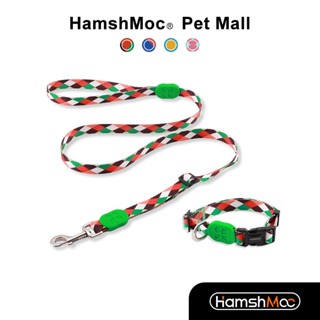 Hamshmoc ปลอกคอ และสายจูงไนล่อน แบบนิ่ม สามารถปรับได้ ที่ทนทาน สําหรับสัตว์เลี้ยง สุนัข ขนาดเล็ก กลาง ใหญ่ เดินเล่น