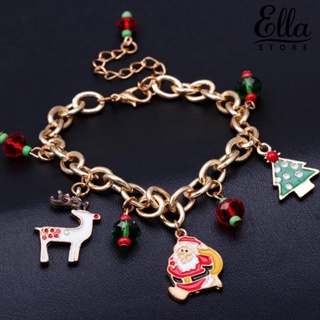 Ellastore123 กําไลข้อมือโซ่ ลายซานตาคลอส สร้างสรรค์ สําหรับคริสต์มาส