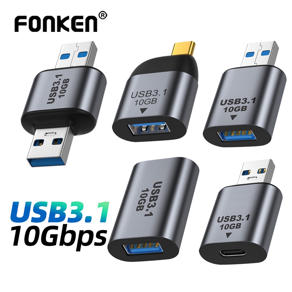 Fonken อะแดปเตอร์โลหะ USB C 3.1 OTG 10Gbps Type-C 3A สําหรับ Samsung Xiaomi Phone Mac-book Pro Table