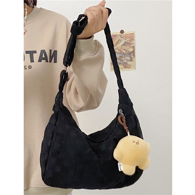 TAIDU สิริ กระเป๋าถือ ความจุสูง เทรนด์ใหม่ กระเป๋าสะพายแฟชั่น สีทึบธรรมดาเรียบง่าย กระเป๋าสะพาย