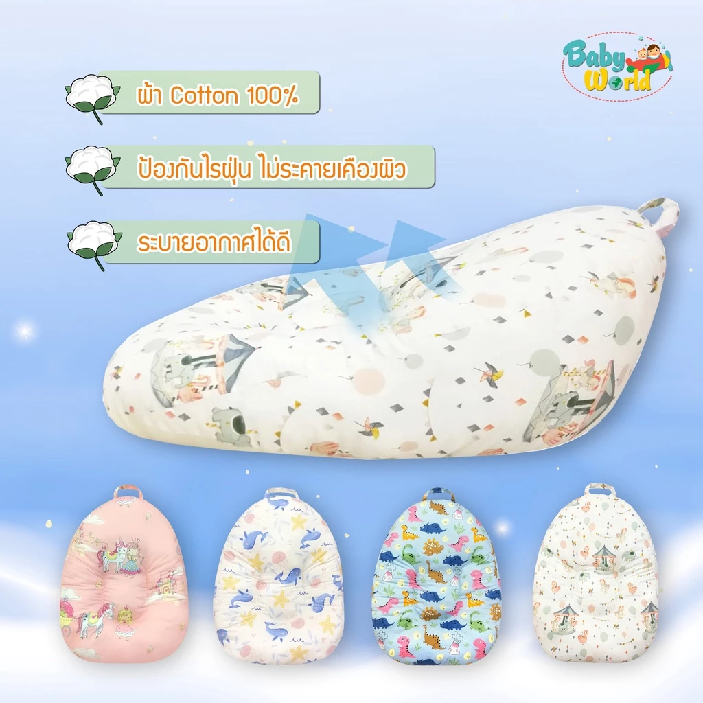 🍥 เบาะเด็ก Sunchild กันกรด ไหลย้อน เบาะ กันกรดไหลย้อน กันแหวะนม Cotton 100% ที่นอน