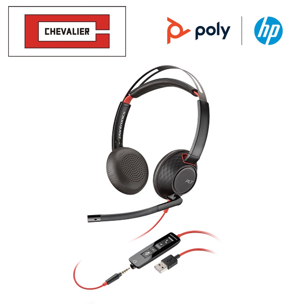 Poly Plantronics POLY BLACKWIRE 5220, C5220 STEREO, หูฟังแบบมีสาย หูฟังคอลเซ็นเตอร์ HEADSETS & HEADPHONES