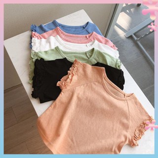 Girls short-sleeved T-shirt summer new Internet celebrity girls and Childrens western style base shirt lace sleeve baby girls top fashion