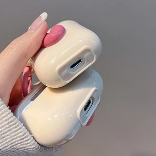 Girly สีชมพู 3D หัวใจ Smiley จี้หูฟังสําหรับ Airpods 1/2/3/Pro Airpod 4 หูฟังไร้สายบลูทูธ Soft Tpu กรณีกันกระแทกชุดหูฟังฝาครอบป้องกัน