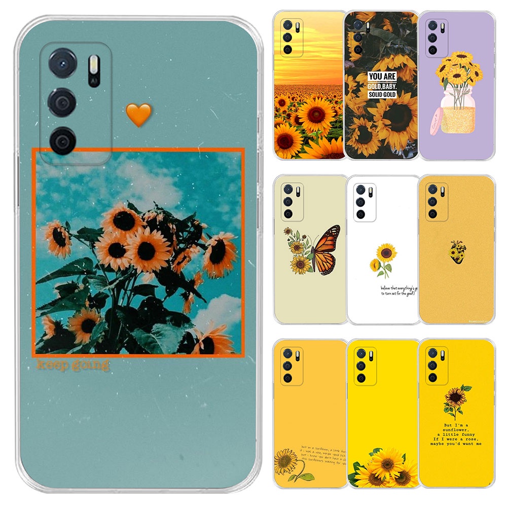 OPPO A5s A7 2018 AX7 A59 F1S A77 F3 A8 A31 A83 A1 I68H18 ดอกทานตะวันสีเหลืองซิลิโคนนุ่ม TPU ปลอกเคสโ