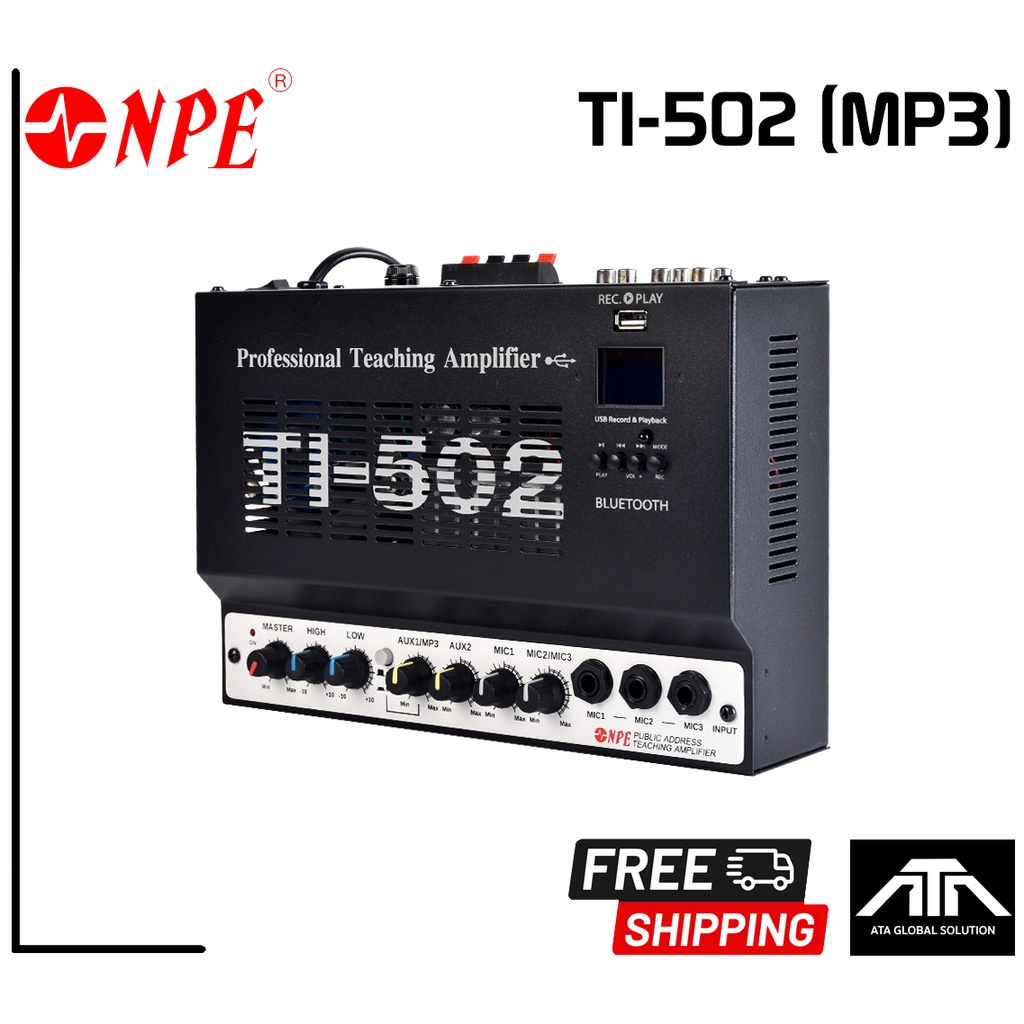NPE TI-502 (MP3) TEACHING AMP มีช่องเสียบ USB เชื่อมต่อ Bluetooth ได้ เครื่องขยายเสียงสำหรับห้องเรียนหรือห้องสัมมนา