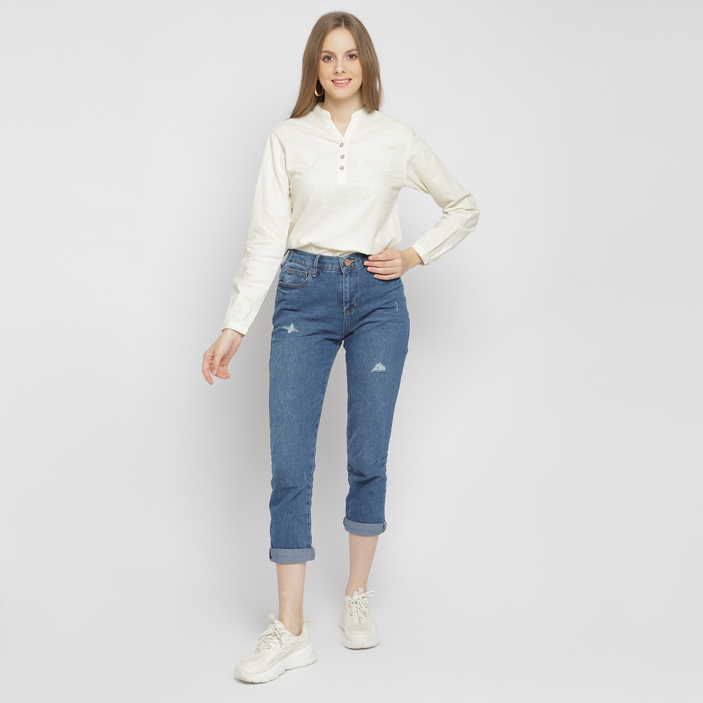 C2 Werner Blue Boyfriend กางเกงยีนส์ผู้หญิง