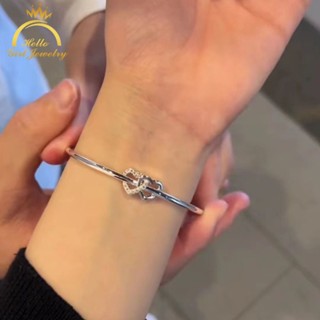 สร้อยข้อมือ แบบดึง ปรับได้ ลายหัวใจคู่ สไตล์เกาหลี สําหรับผู้หญิง HELLO GIRL JEWELRY