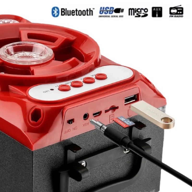 ลำโพงบลูทูธ BFUBF แบบพกพา ไร้สาย ซับวูฟเฟอร์  ไฟ LED  แบตเตอรี่ 1200 mA  มี 3 สี