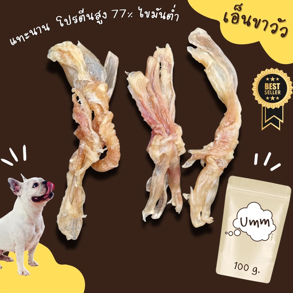 Beef Tendon เอ็นขาวัว อบแห้ง ขัดฟันน้องหมา ขายดีที่สุด  ขนมสุนัข umm ขนมหมา