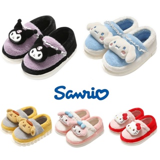 Cute Sanrio Plush Slipper Kuromi Melody Winter Fluffy Warm All Inclusive Home Shoes