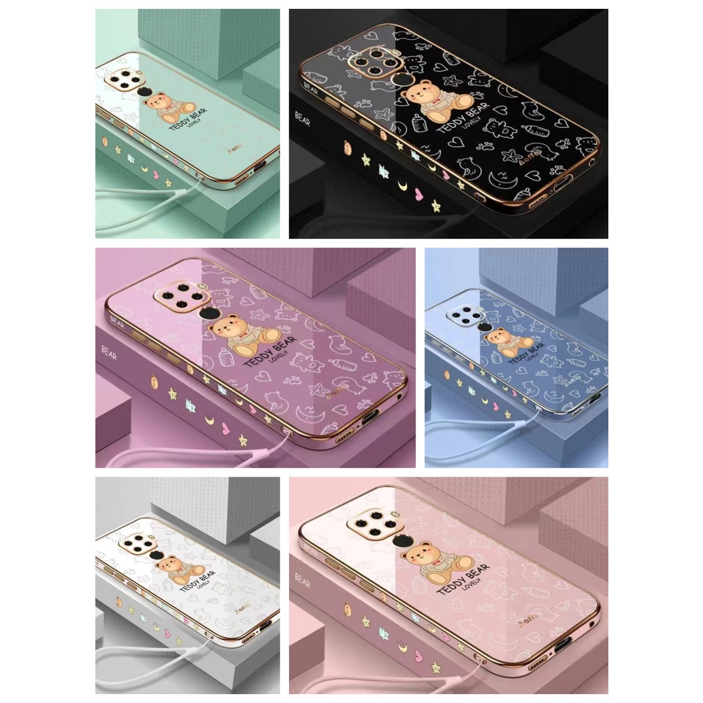 เคส Samsung A52 A52S A50 A50S A30S M30S M21 A51 A30 A20 A31 A32 5G A71 Straight Edge 90 ° Puppet Bear Anti-Drop Electroplating Case โทรศัพท์มือถือ