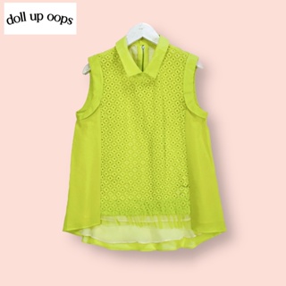 เสื้อ Doll up oops ผ้าแก้วอยู่ทรงสวยมาก  เสื้อทรงสวยน่ารักมาก สีสวย แต่งลูกไม้ ลายสวย ผ้าดีทิ้งตัวสวย ตัดเย็บละเอียด