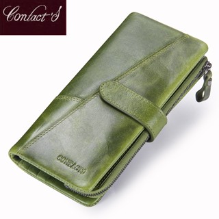 Contact&amp;#39;s New Genuine Leather Wallet Fashion Coin Purse For Ladies Women Long Clutch Wallets With Cell Phone Bags Ca