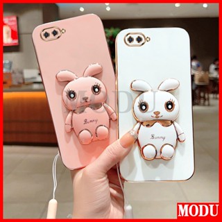 Modu เคสโทรศัพท์มือถือ ซิลิโคนนิ่ม กันกระแทก รูปกระต่ายน่ารัก พร้อมขาตั้ง หรูหรา สําหรับ OPPO A3S A5 A12E