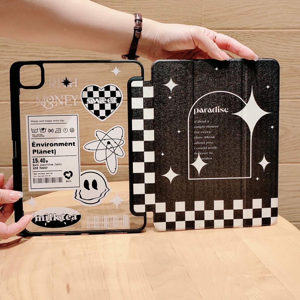 เคส for 2022 gen10 case Gen9 Air4/5 อะคริลิค ฉลากดำ ขัดแตะ ช่องใส่ปากกาขวา Acrylic  Pro 11  Gen8 gen6 gen5 9.7mini6